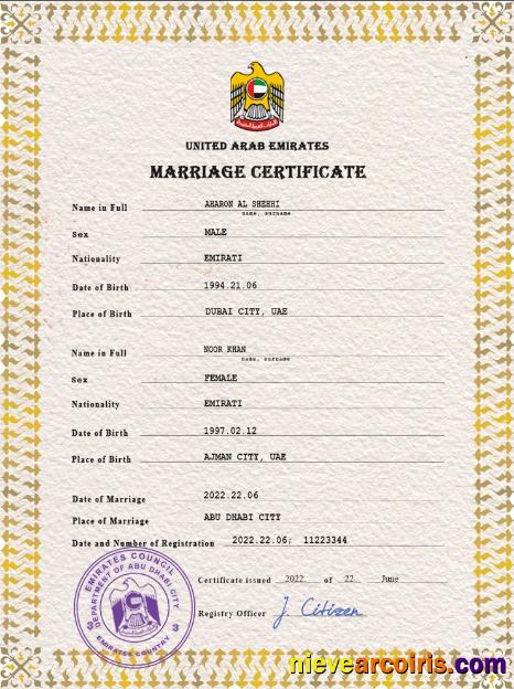 UAE marriage certificate
